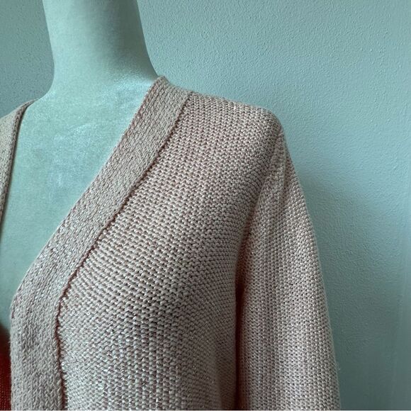 Isaac Mizrahi Live Pink Open Front Cardigan Metallic Pockets Sweater QVC M NEW - Picture 11 of 14
